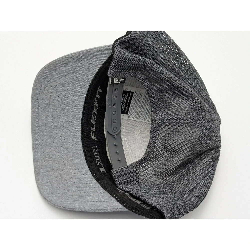 The North Face Trucker Hat Grey Heritage Patch Snapback Flexfit 110 Mesh